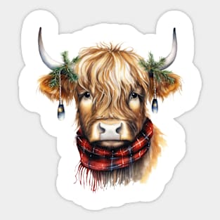 Christmas Highland Cow Sticker
